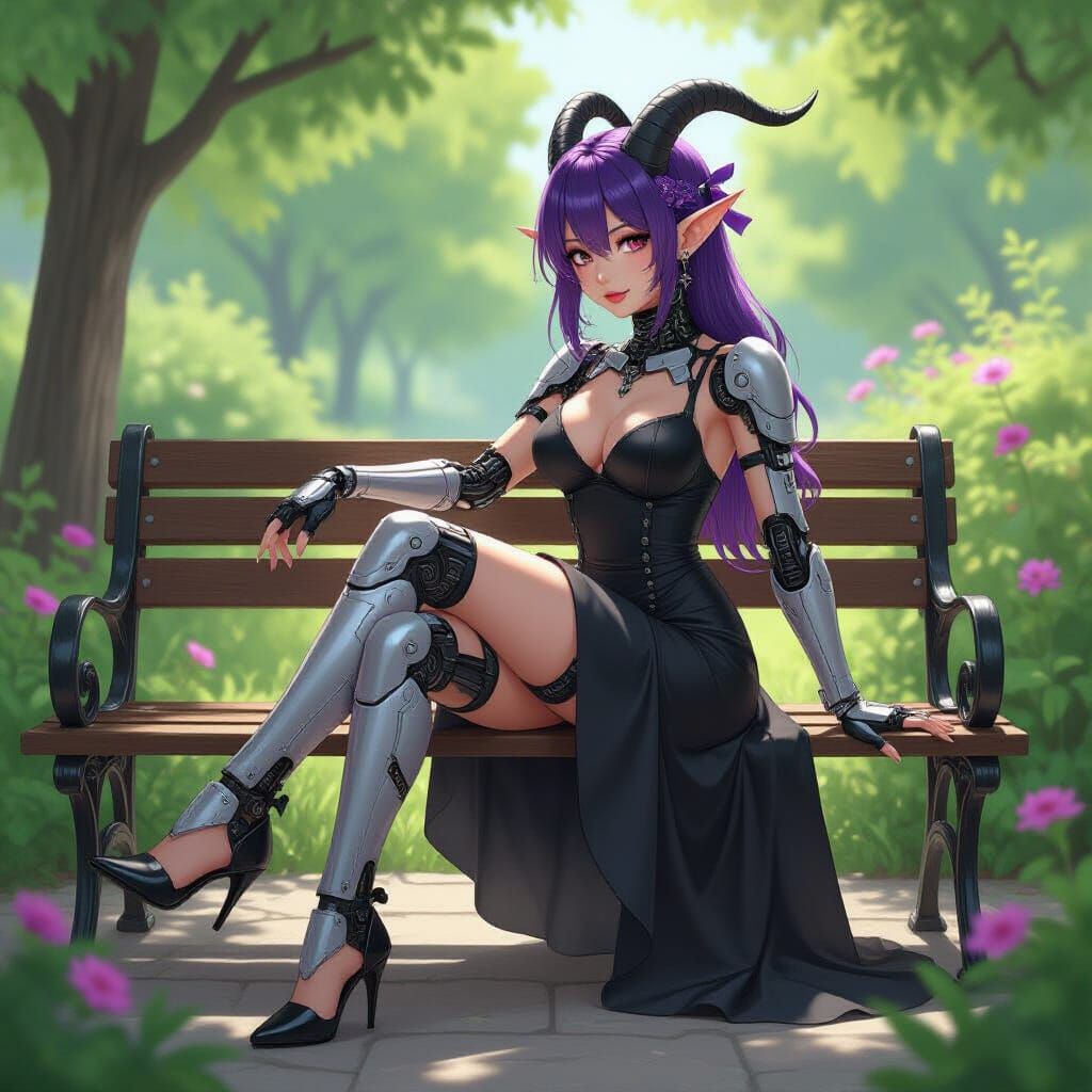 Cyborg Goat-Woman Maid Taking Off Her Heels