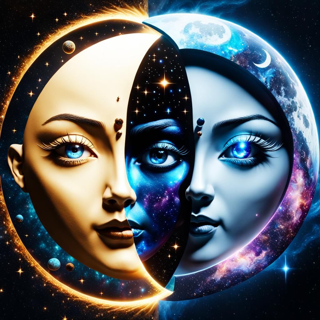 Yin Yang Galactic Split Screen Portrait