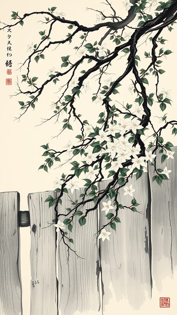 Twisted Vines with Delicate Jasmine Flowers in the Style of ...