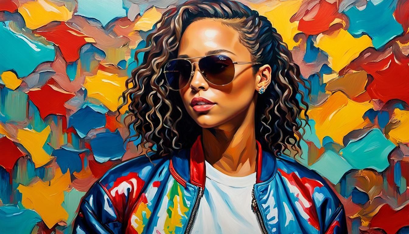 Alicia Keys Oil Painting in Expressionist Style