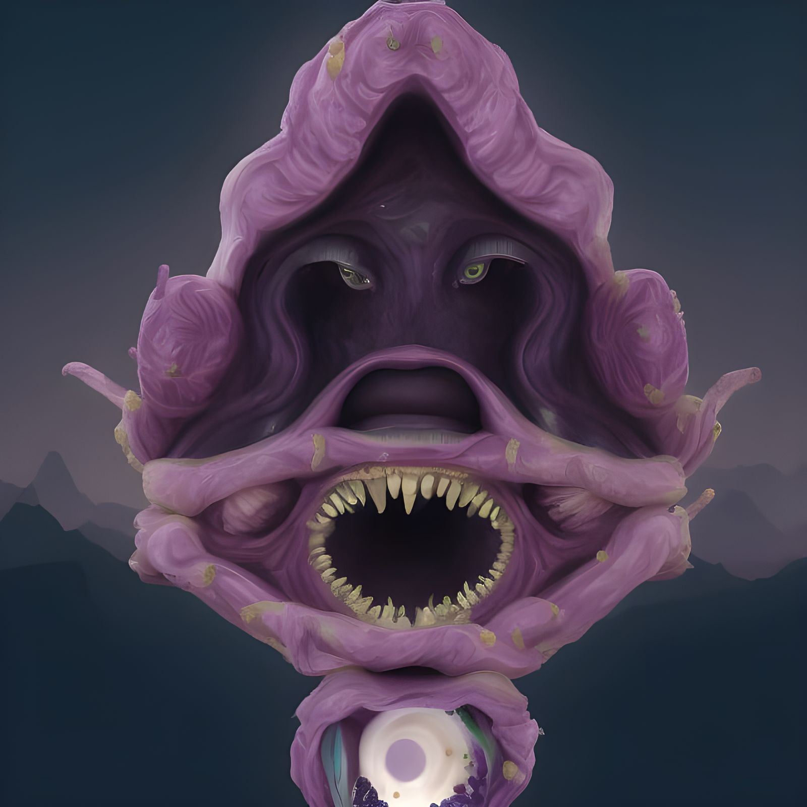 Symmetrical Fantasy Creature in a Magical Landscape