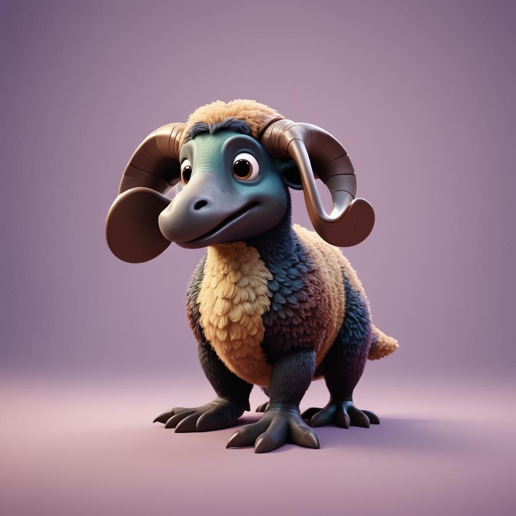 Ram-Platypus Hybrid: Pixar-Style 3D Digital Art