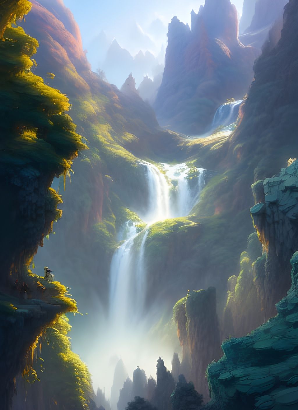 Kingdom of Waterfalls: Detailed Fantasy Landscape