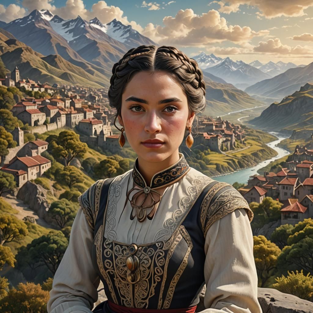 Chilean Woman in Traditional Dress: Matte Painting