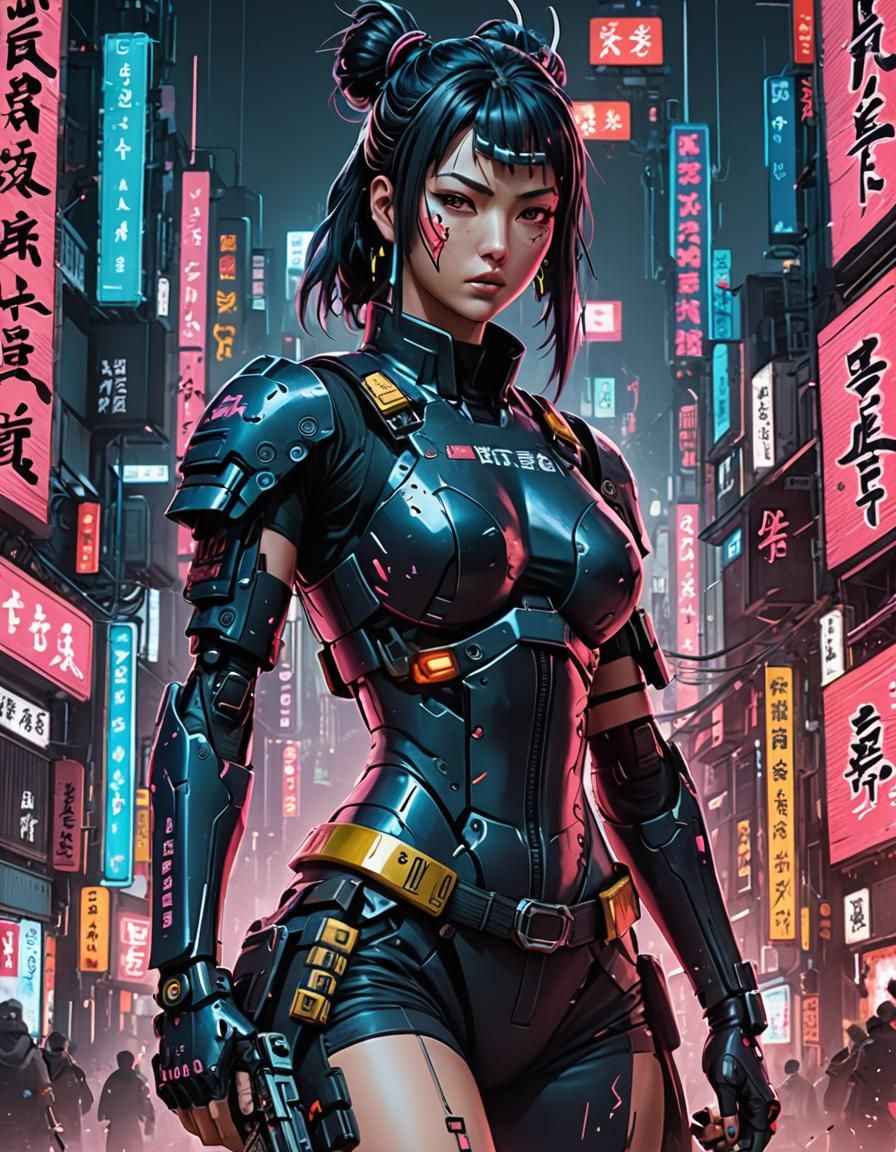 Cyberpunk Manga Action Movie Poster: The Samurai