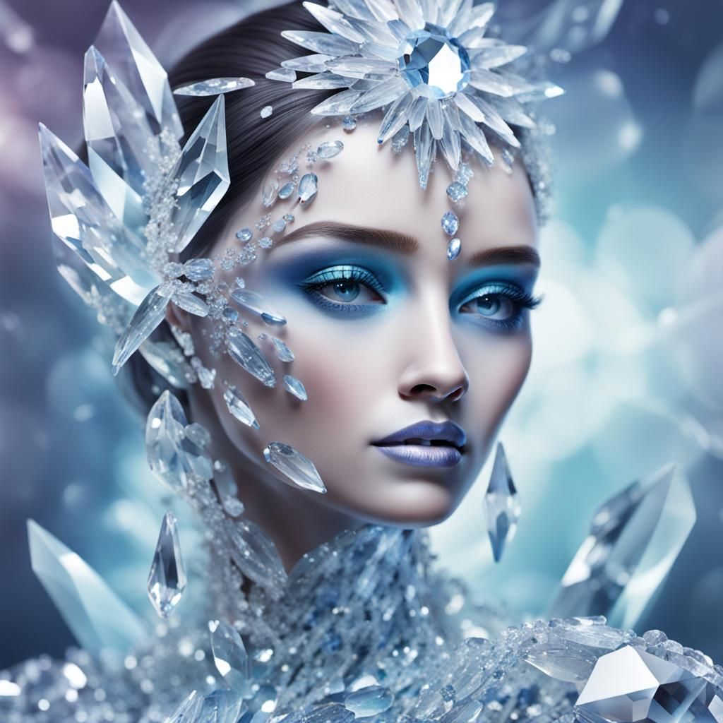 Crystalline Woman: A Surreal AI Portrait