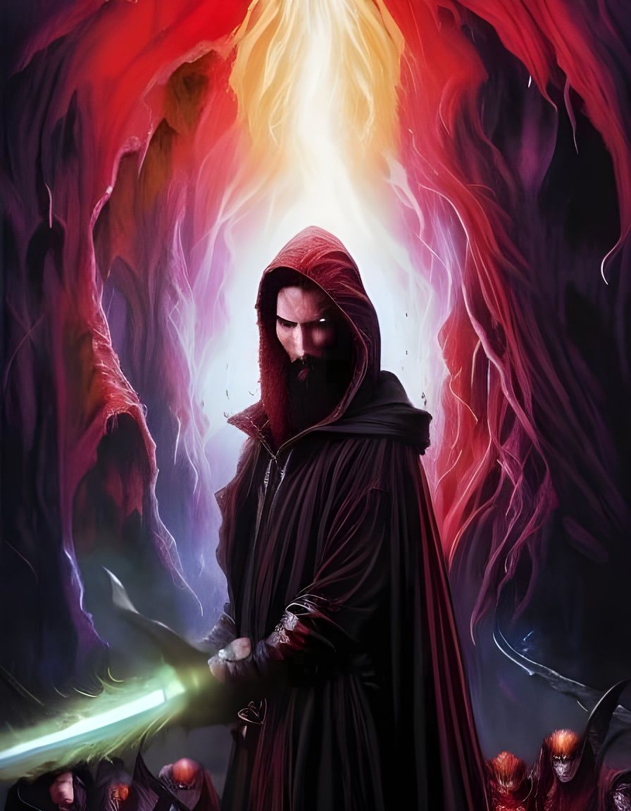 Sinister Warlock Leading Evil Army: Fantasy Card Art