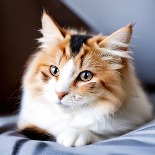 Fluffy Calico Cat Portrait