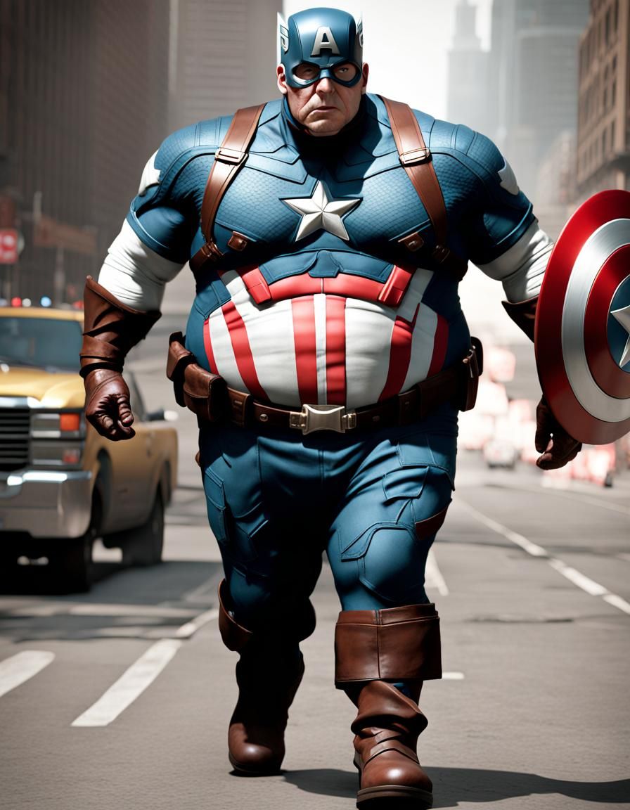 Morbidly Obese Captain America in CGI