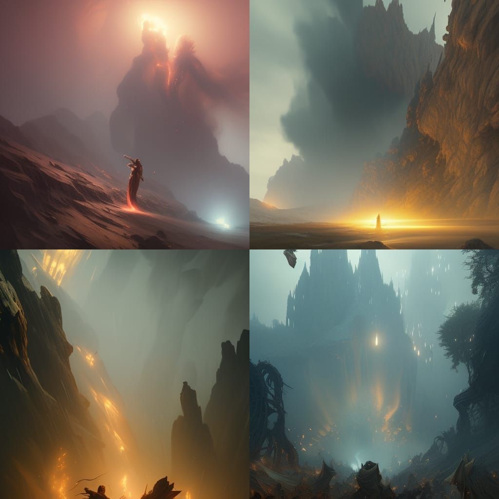 Dark Fantasy Dust Devils in Volumetric Lighting