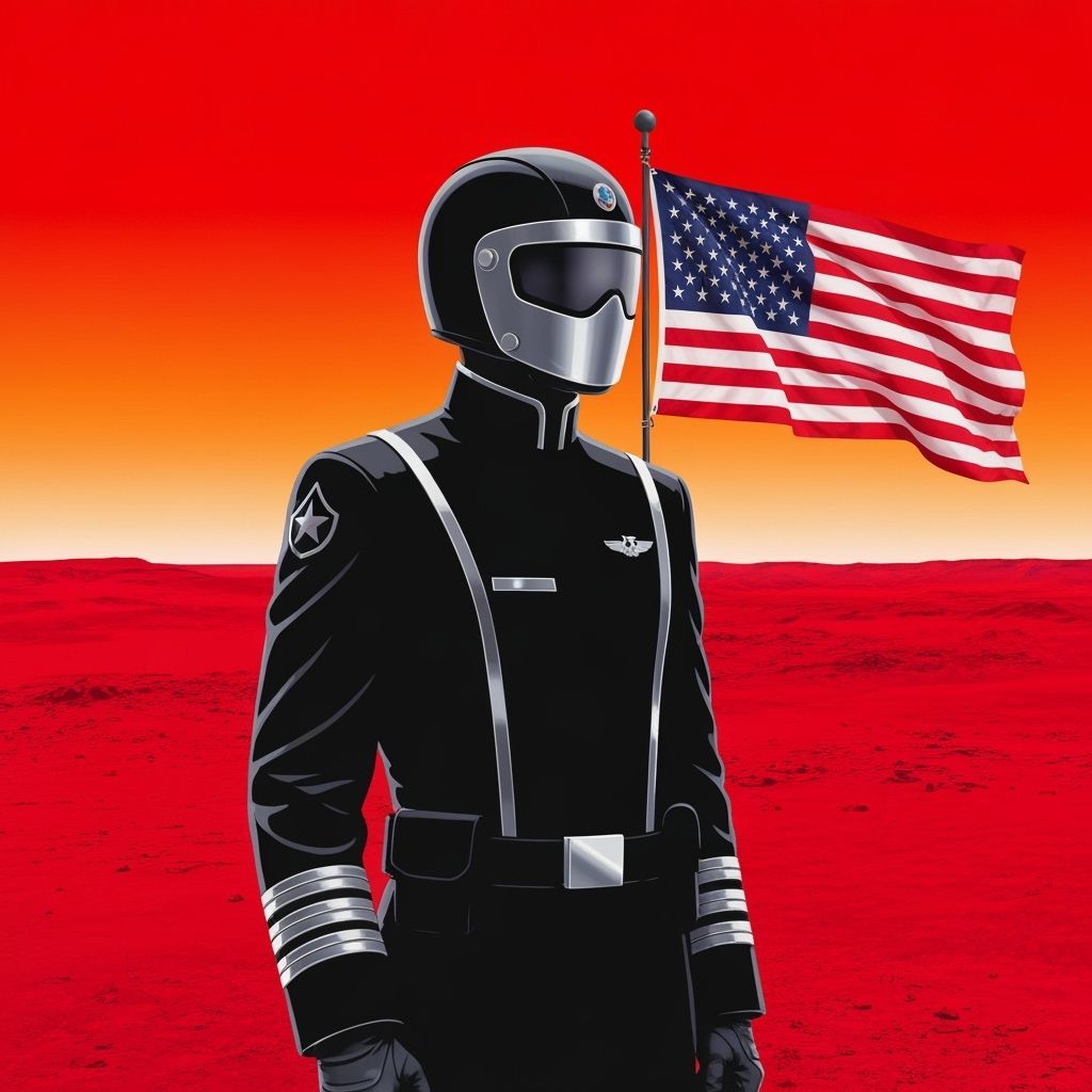 Space Force Officer on Mars in Propaganda Art Style