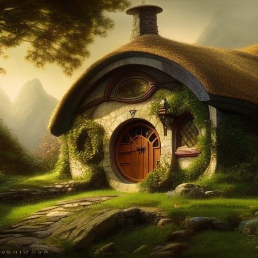 Enchanting Hobbit Farmhouse in Detailed Digital Art