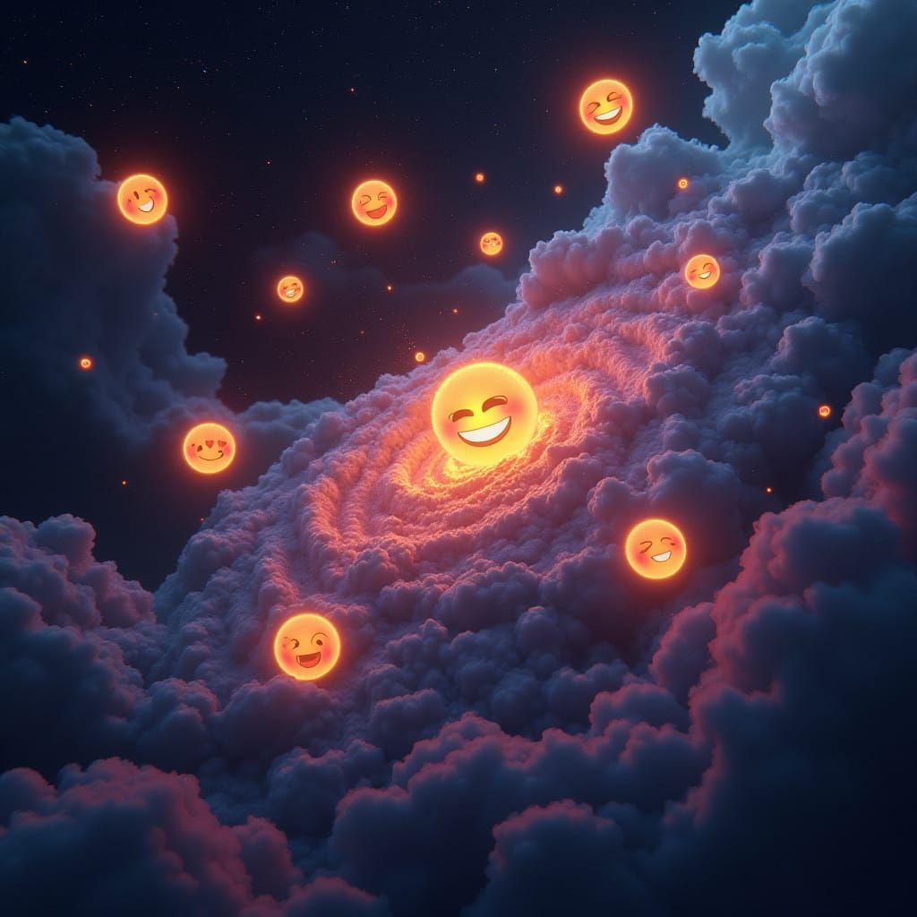 Ethereal Emojis in a Swirling Dreamlike Realm
