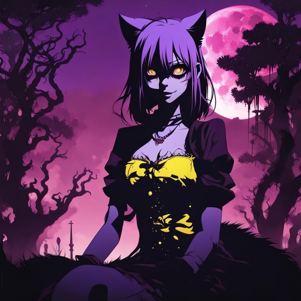 Anime Cheshire Cat Girl in Zombie Apocalypse