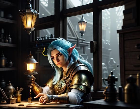 Gnome Repairs Automaton: 3D Game Cinematic Art