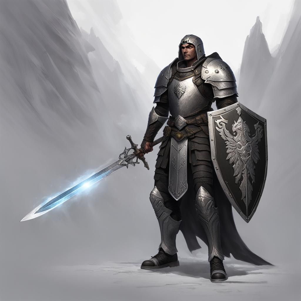 Reborn Aasimar Paladin of Shadows in Black Armor