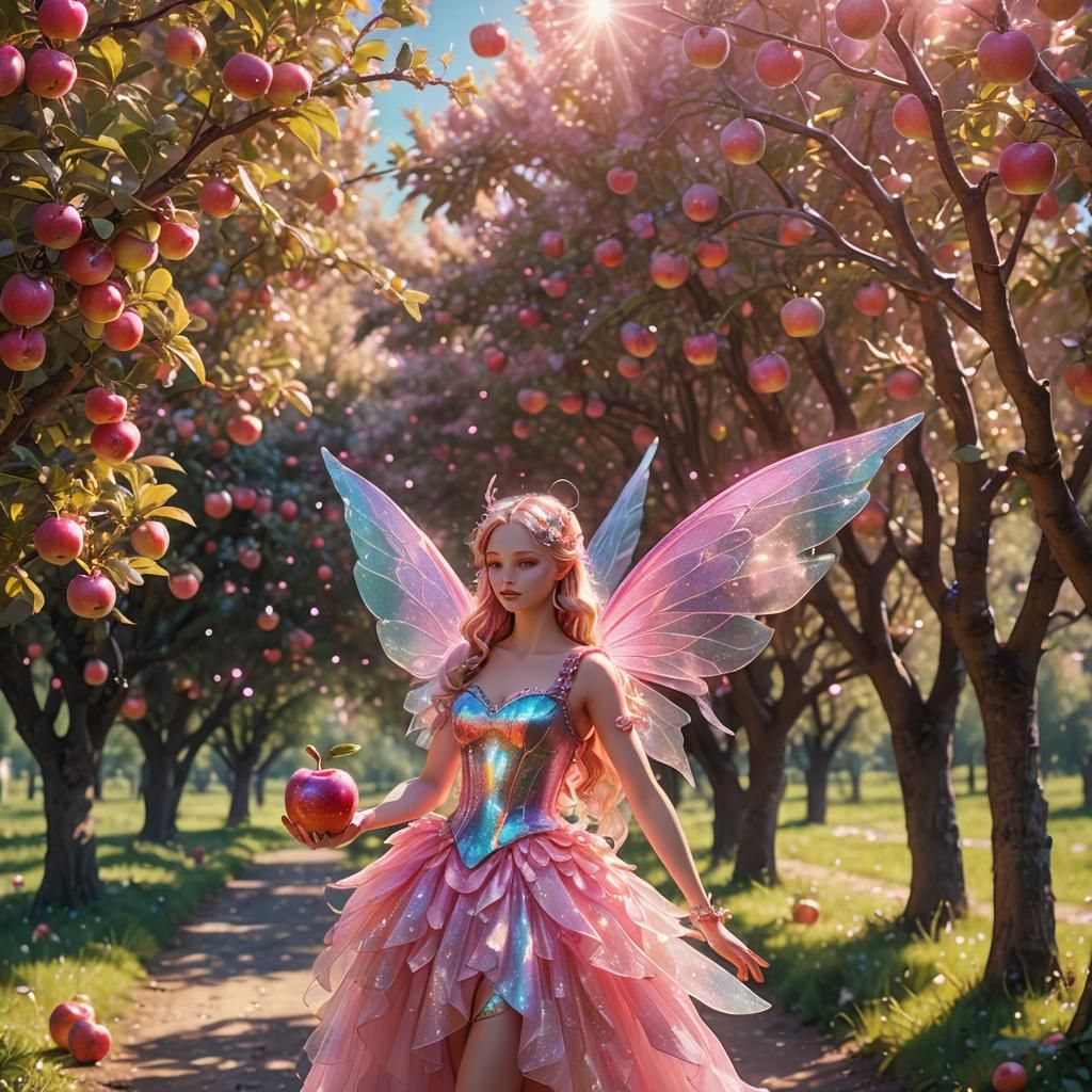 Fairy with Pink Wings in Candy Art Style