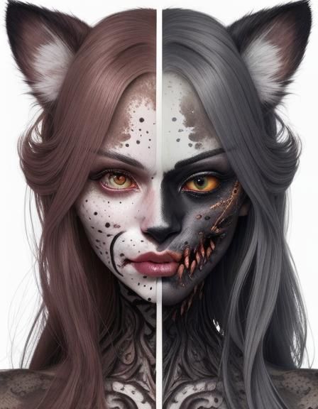 Disturbing Catgirl Amalgamation Portrait