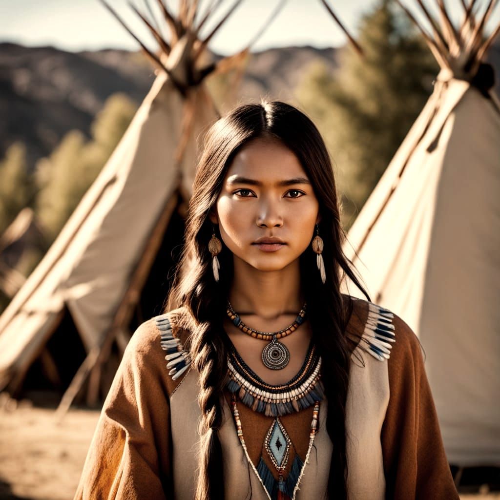 Native American Woman in Traditional Dress