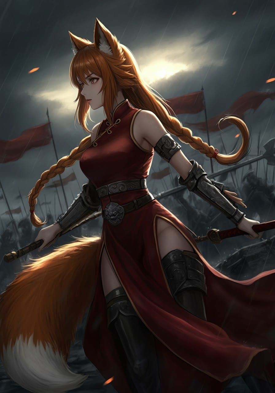 Epic Fox Girl Fight Scene in Anime Style