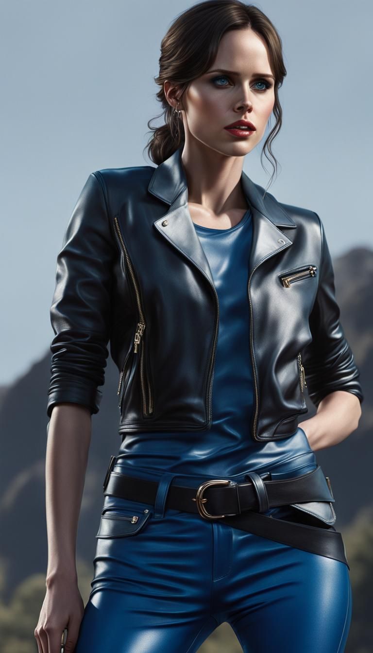 Rockstar Model with Dark Hair in Ultrarealistic Style