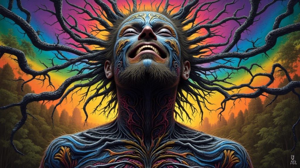 Biomechanical Fractal Android with Spiderweb Texture