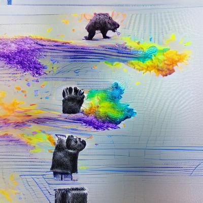 Two Bears High-Fiving in Detailed Ink Style