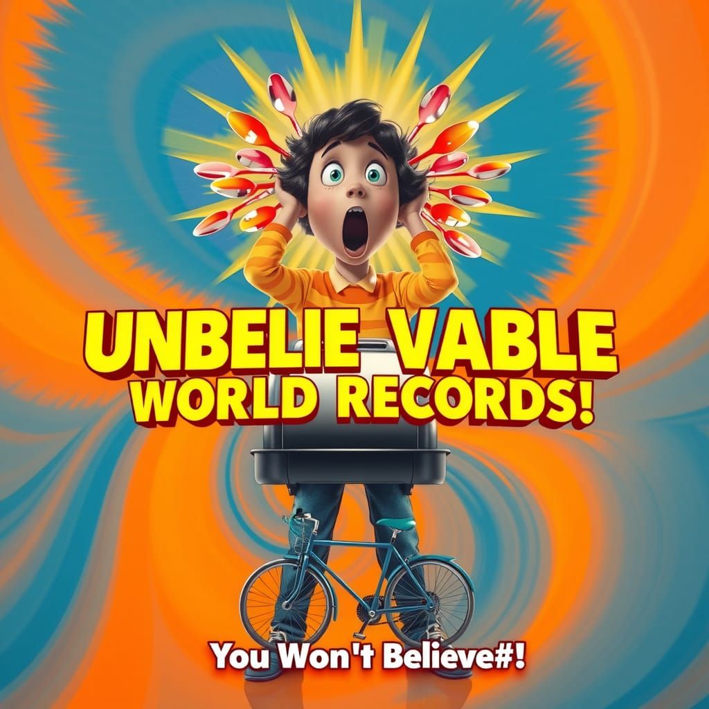 Whimsical Spoon Balancer in a Sci-Fi Dreamscape