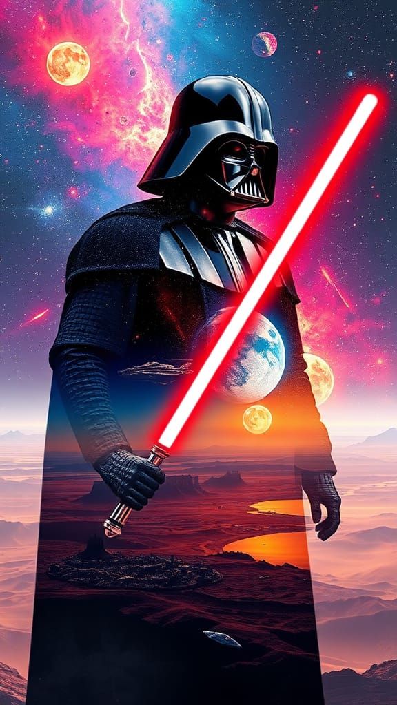 Striking Galaxy Merge in Photorealistic Maximalist Style