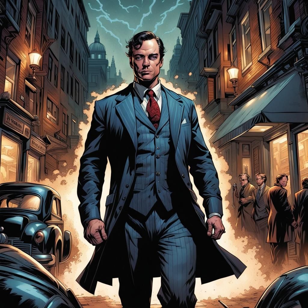 Menacing Gentleman in Comic Book Style