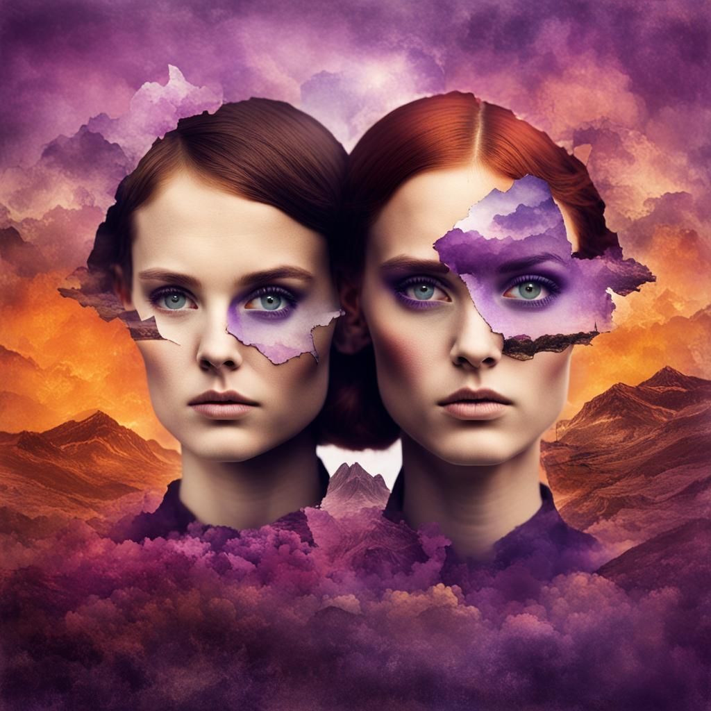 Surreal Double Exposure Portrait in Vintage Style