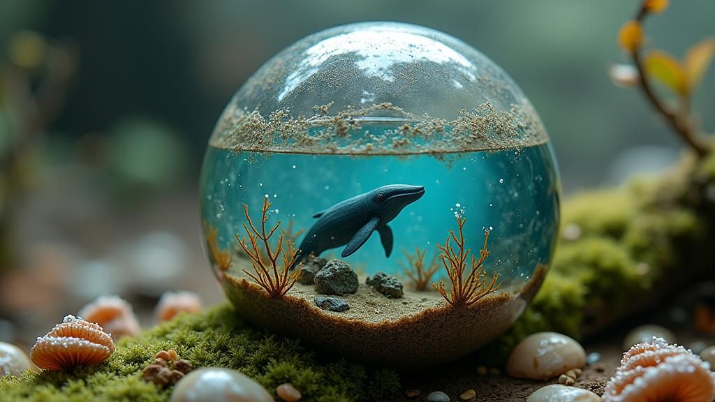 Crystal Mushrooms with Underwater Kingdom: Fantasy Art