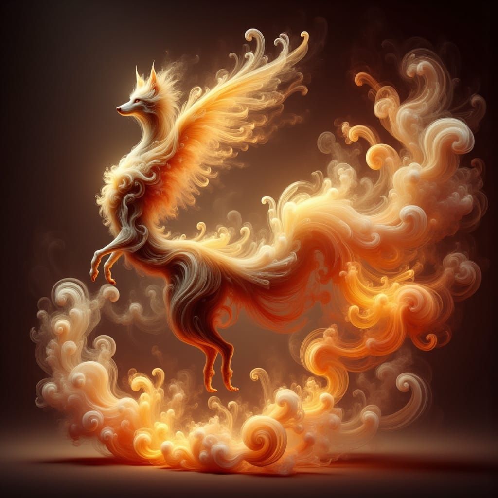 Fiery Fox Surrounded by Luminous Crystals