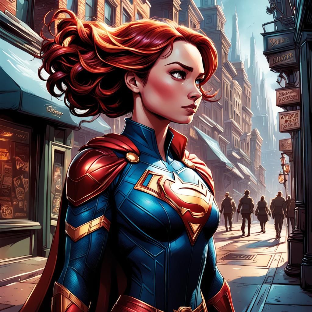 Girly-Girl Superhero in Disney Pixar Comic Style