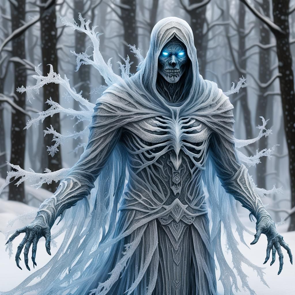 Icy Ghost: a Detailed Matte Painting of Frost Wraith