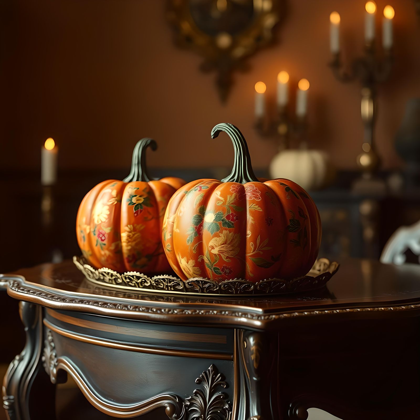 Chinoiserie Pumpkins: Cinematic Still Life