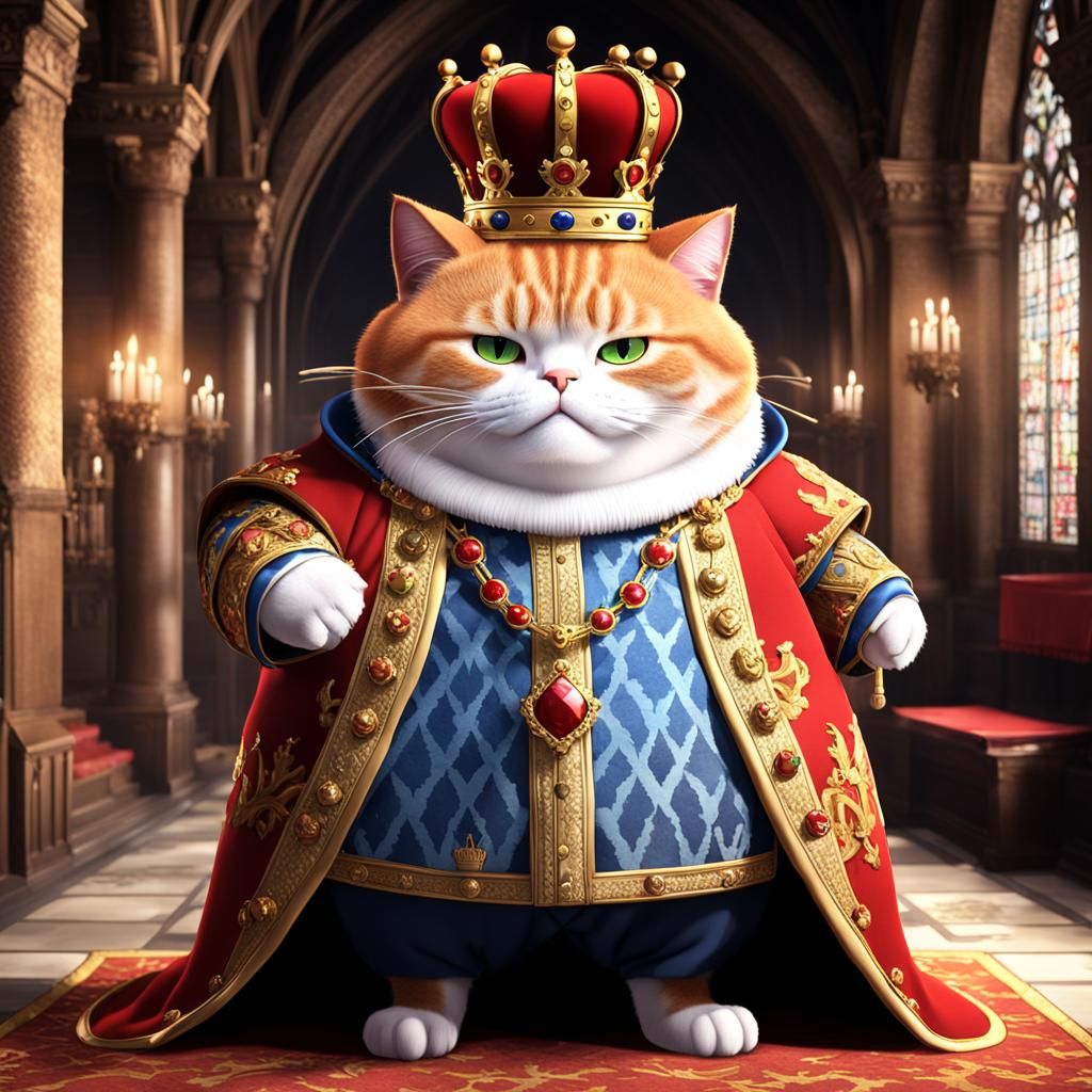 Red Tabby Cat as King Henry VIII, 3D Anime