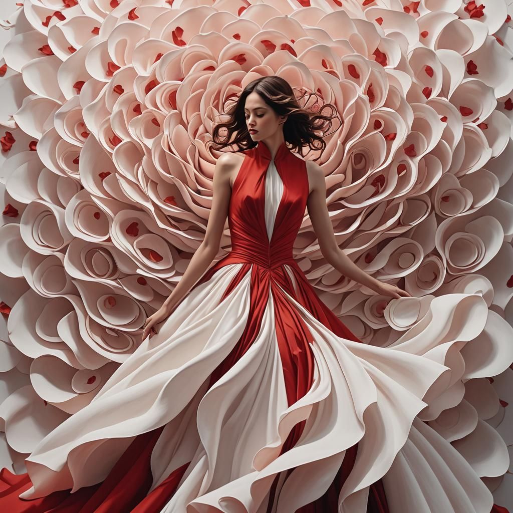 Rose Petal Dress in Italian Ballroom: Graffiti Art Style
