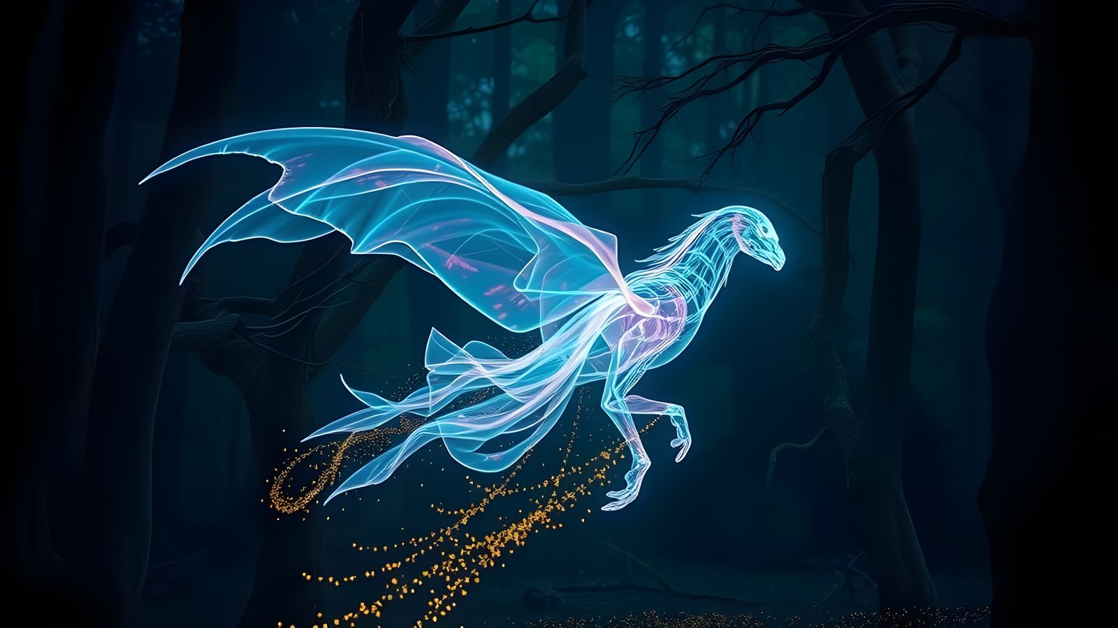 an ethereal being of light, the shape of a moving into a con...