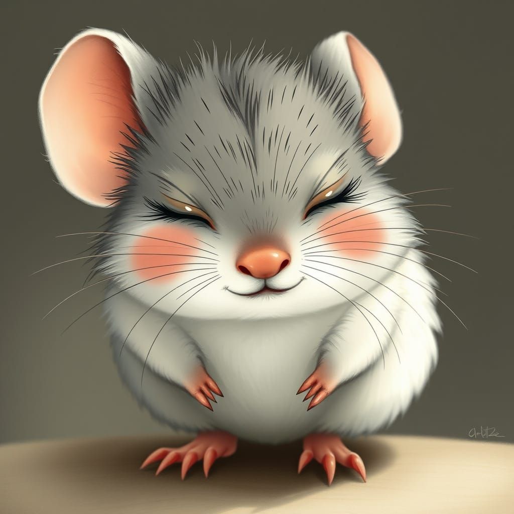 Sad Mouse with Endearing Smile, Storybook Illustration