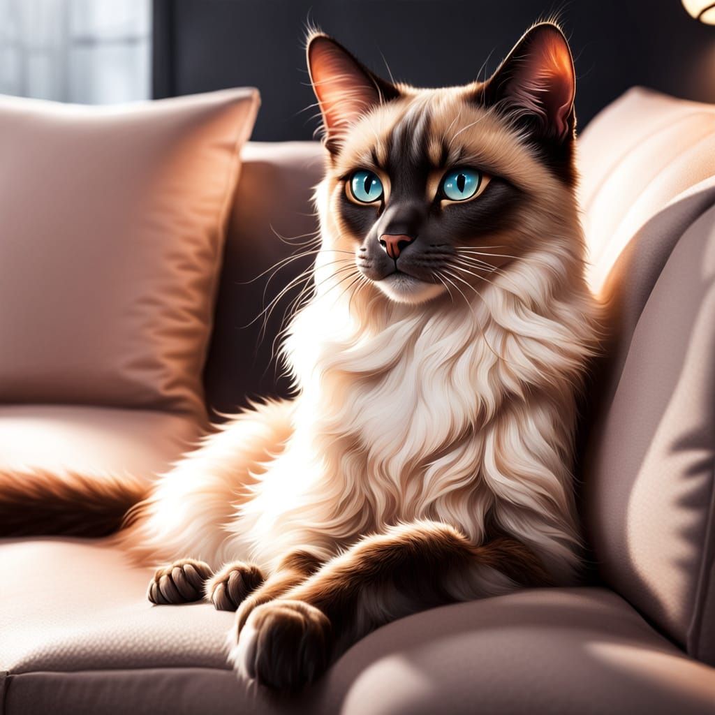 Anthropomorphic Brunette with Siamese Cat Features