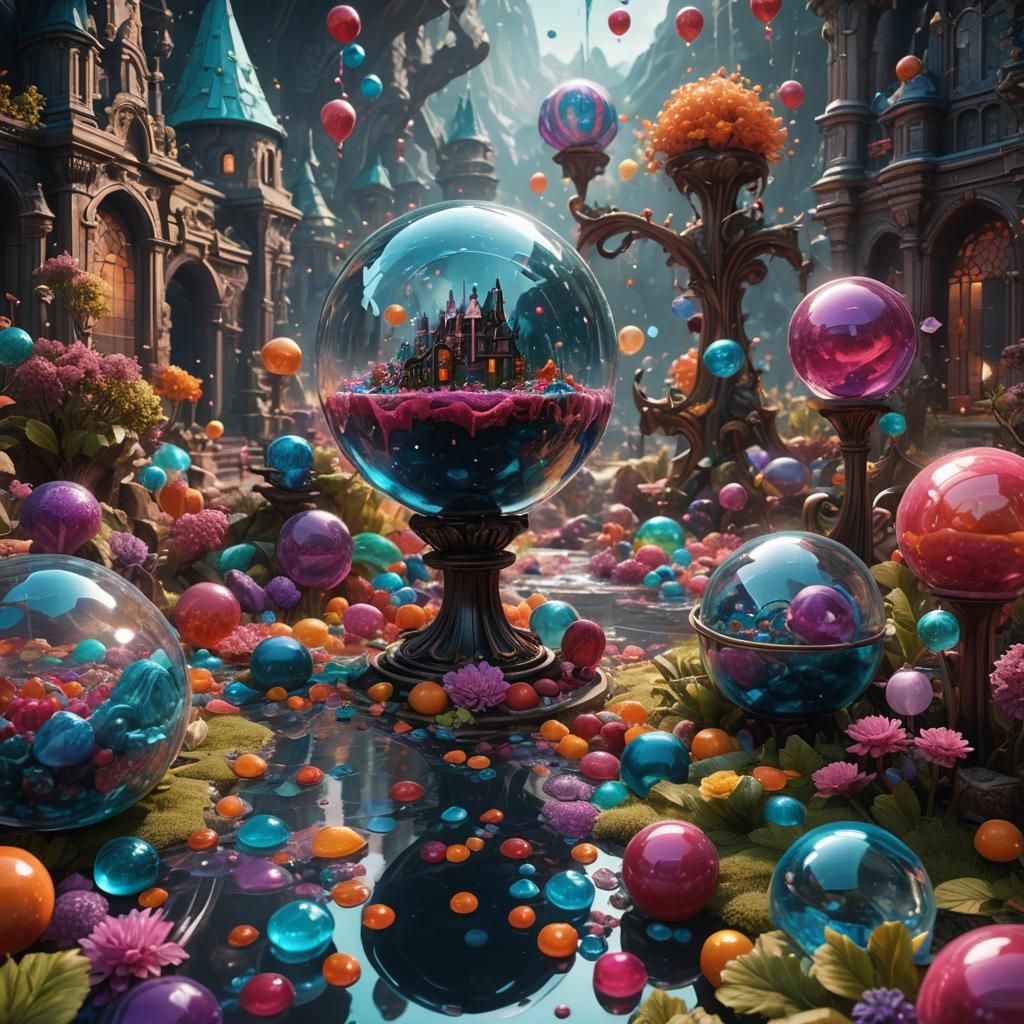 Fantastical Glass Candy World in Detailed Digital Painting