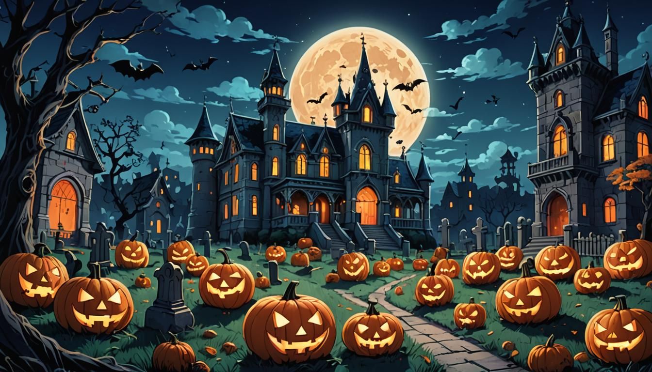 Happy Halloween Pumpkins in Manga Style