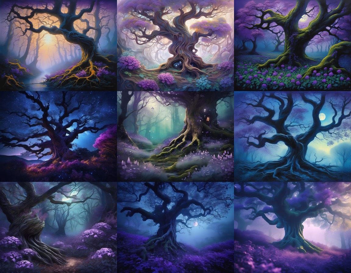 Enchanted Forest Under a Celestial Night Sky