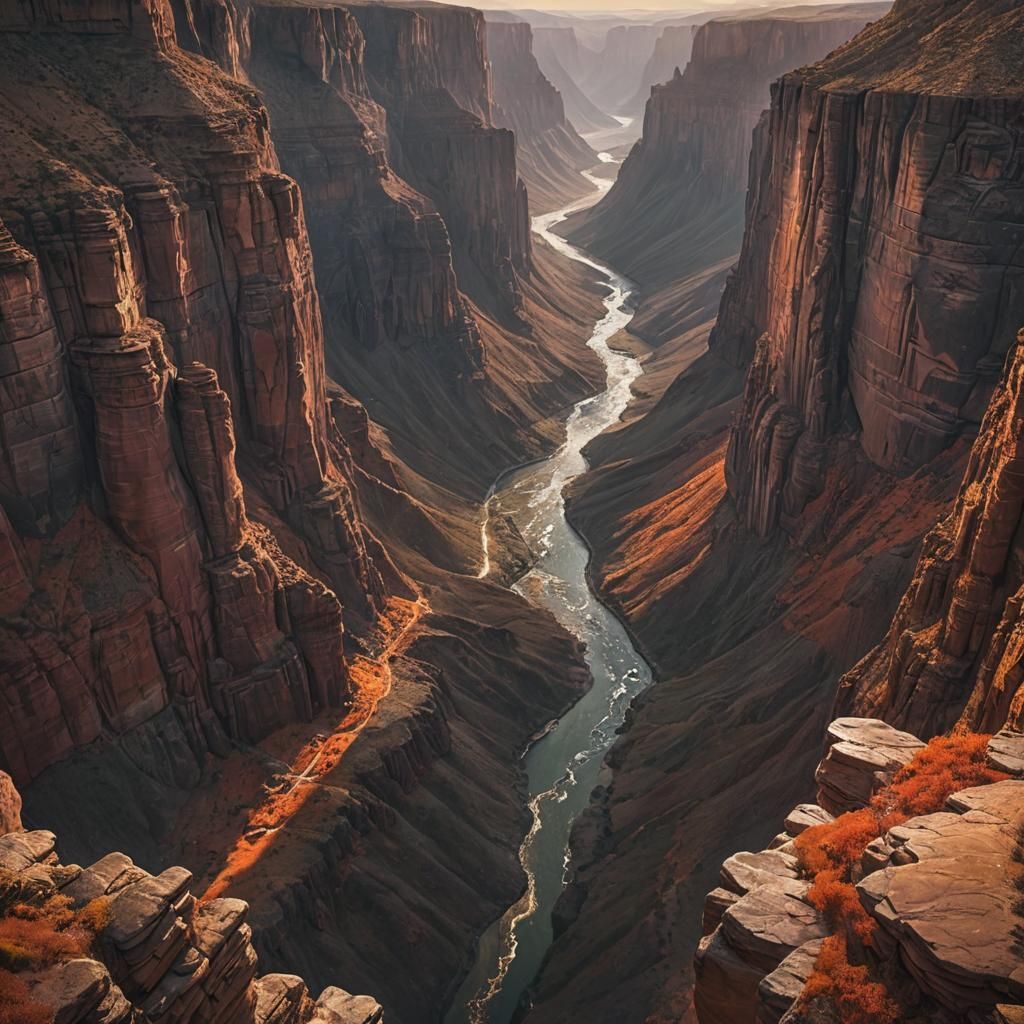 Spectacular Canyon Landscape with River: Digital Matte Paint...