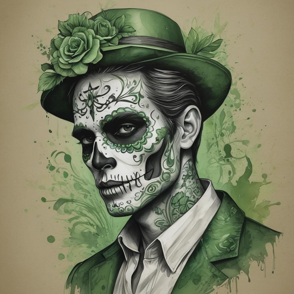 Dia de Los Muertos Facepaint Sketch Illustration