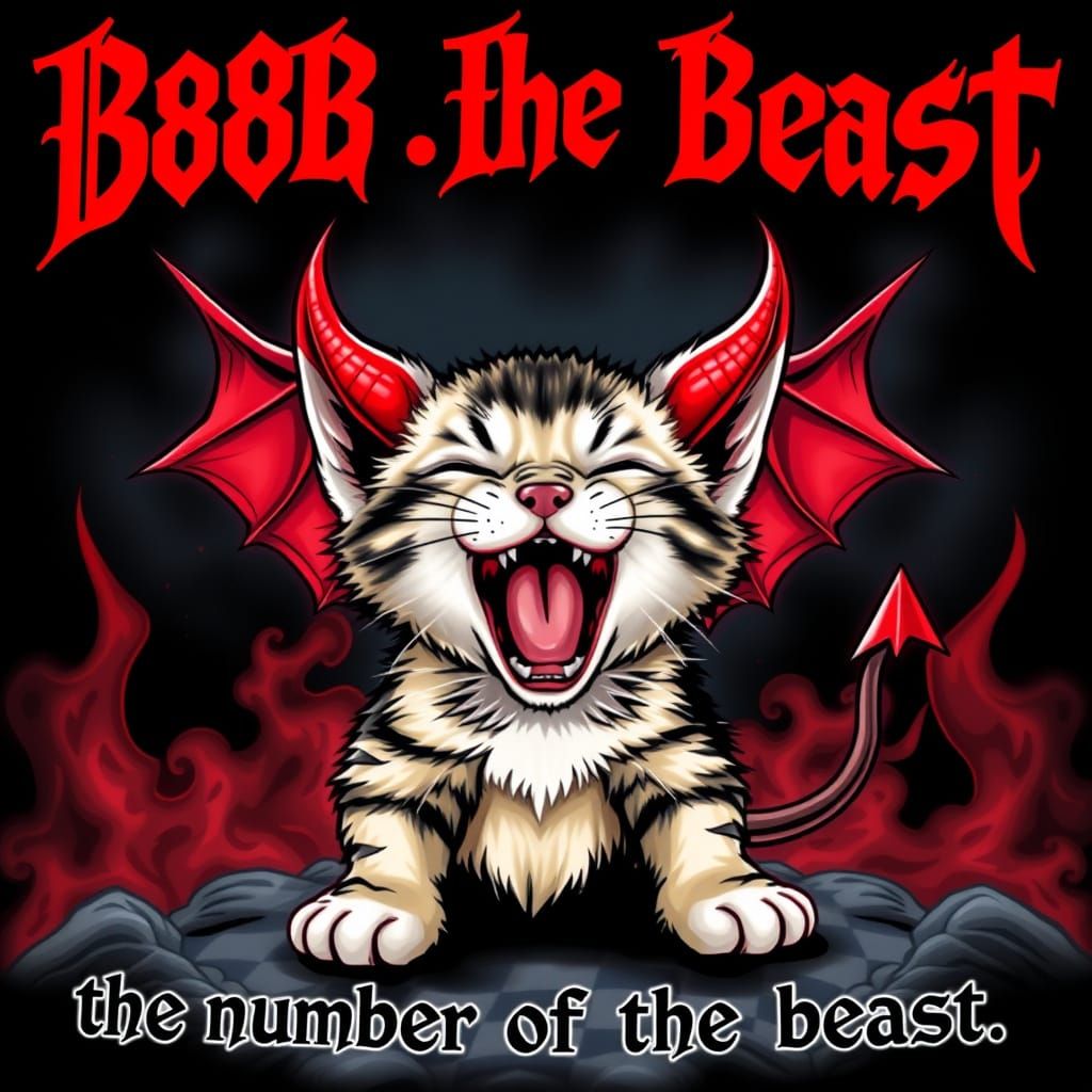 Rock Band Cover Art: Cute Kitten with Devilish Twist