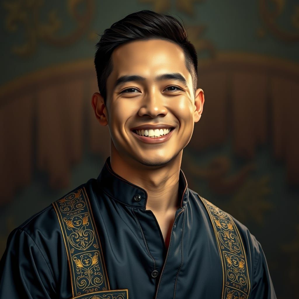 Handsome Filipino Man Portrait with Ornate Details