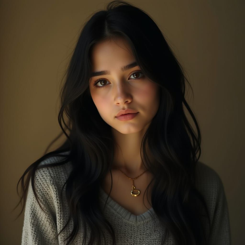 Surreal Portrait of a Young Woman in Moody Lighting