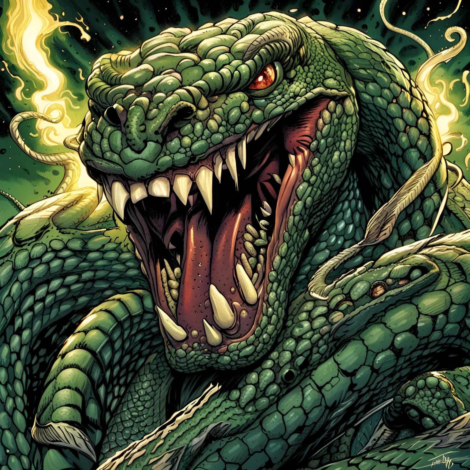 Superhero Snake Man Comic Book Art